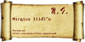 Mirgics Illés névjegykártya